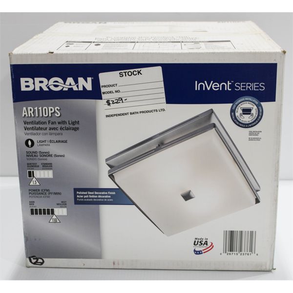 BROAN VENTILATION FAN WITH LIGHT