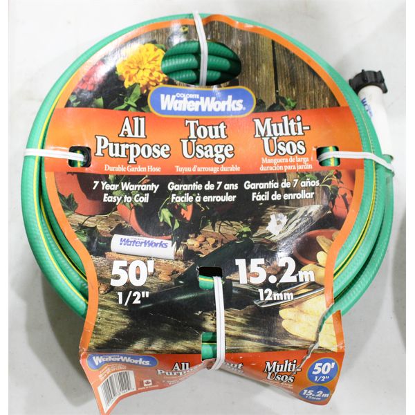 NEW WATER WORKS ALL PURPOSE 50' X 1/2" GARDEN HOSE