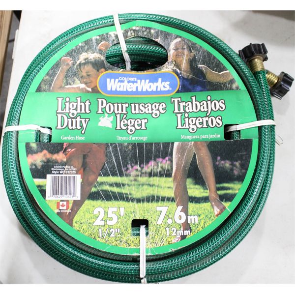 NEW WATER WORKS LIGHT DUTY 25' X 1/2" GARDEN HOSE