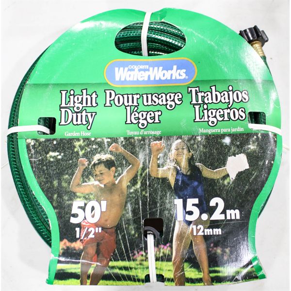 NEW WATER WORKS LIGHT DUTY 50' X 1/2" GARDEN HOSE