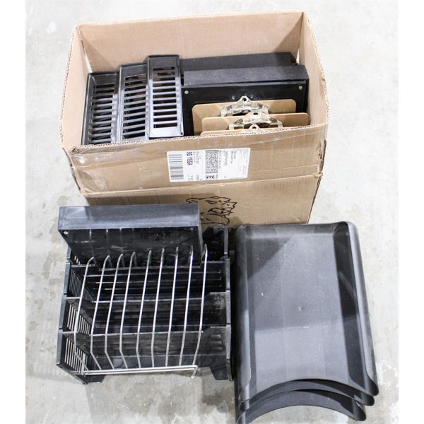 LOT OF ASSORT. DESK TRAYS AND FILE SHELVES