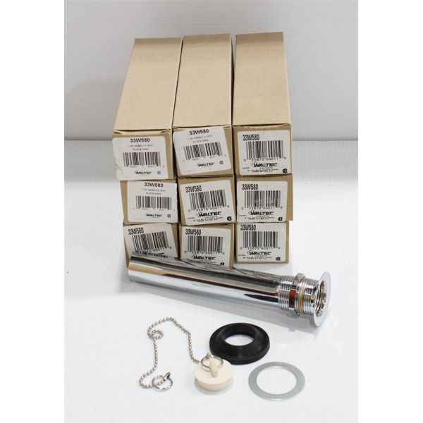 9 WALTEC 1 1/4" SINK DRAIN PLUG & CHAINS