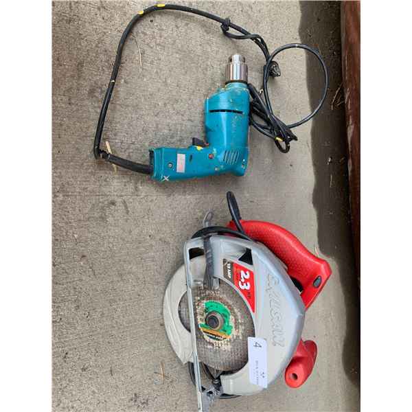 Makita 10mm Drill (Model 6511LVR) and Skilsaw 5400 Circular Saw (7-1/4" 184mm)