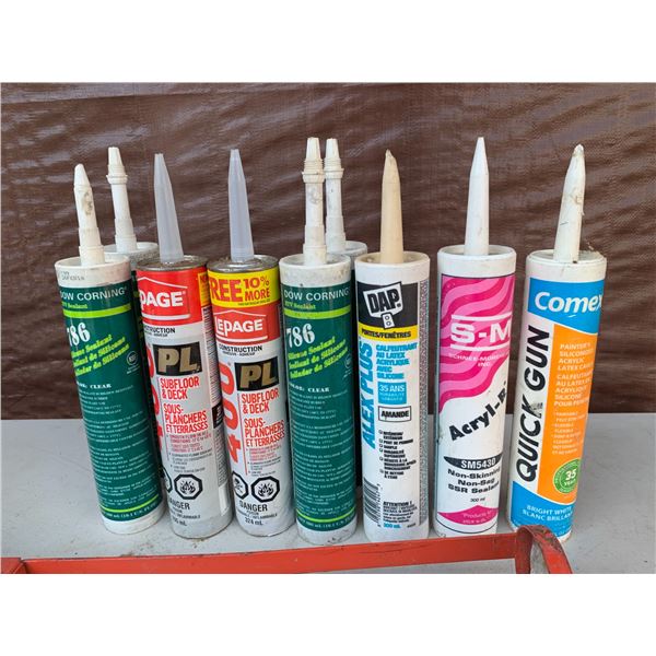 Assorted Sealants and Three Caulking Guns