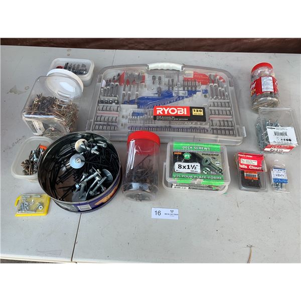 Ryobi Drill Accessory Set and Large Assortment of Screws/Hardware