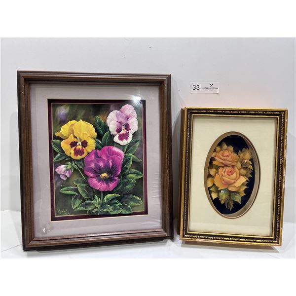 Framed Sculptures Of Flowers
