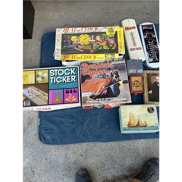 Assortment Of Board Games And Metal Decorative Tins