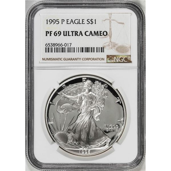 1995-P $1 Proof American Silver Eagle Coin NGC PF69 Ultra Cameo