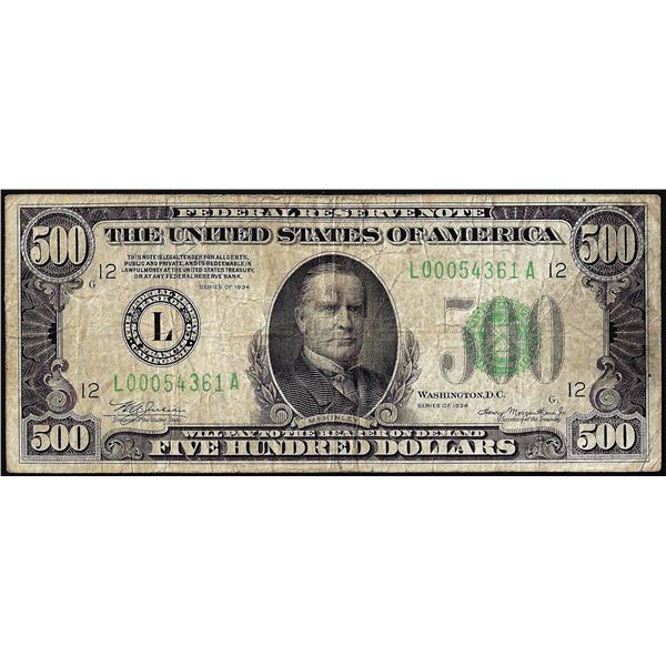 1934 $500 Federal Reserve Note San Francisco