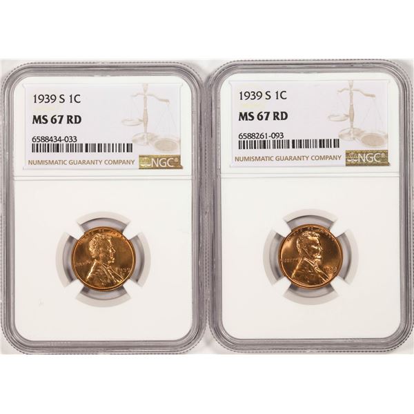 Lot of (2) 1939-S Lincoln Wheat Cent Coins NGC MS67RD