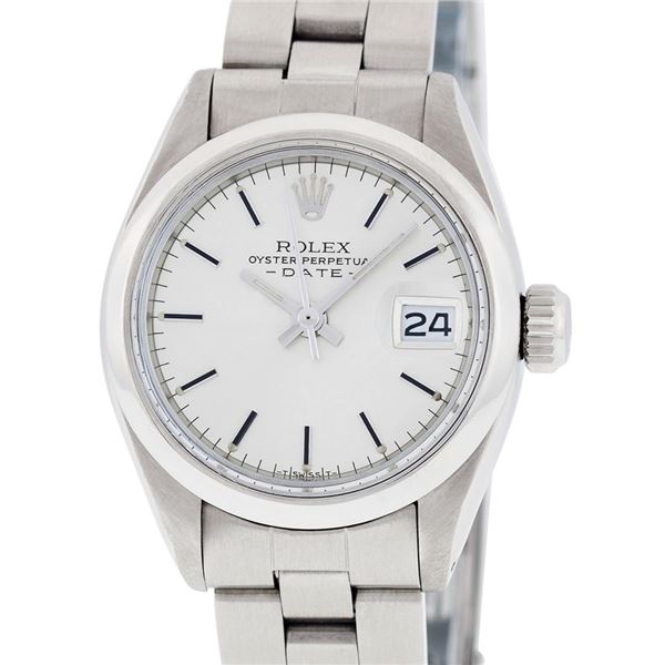 Rolex Ladies Stainless Steel Silver Index Date Wristwatch