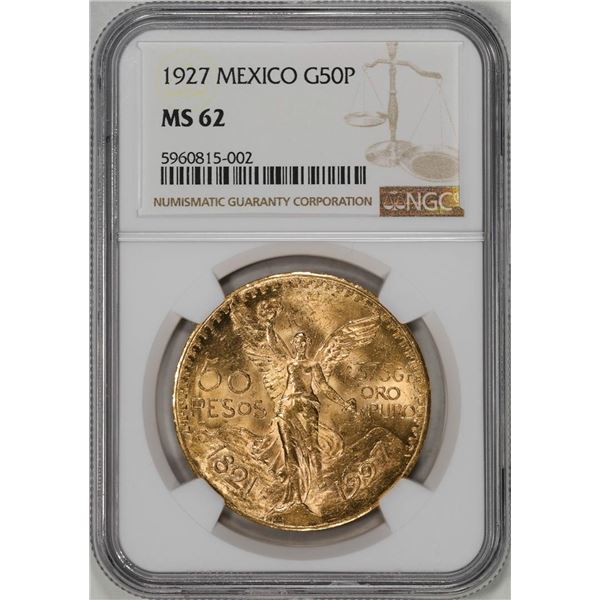 1927 Mexico 50 Pesos Gold Coin NGC MS62