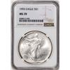 Image 1 : 1993 $1 American Silver Eagle Coin NGC MS70