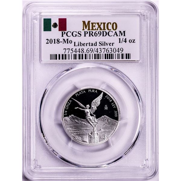 2018-Mo Mexico Proof 1/4 oz Silver Libertad Coin PCGS PR69DCAM