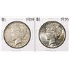 Image 1 : Lot of (2) 1934-1935 $1 Peace Silver Dollar Coins