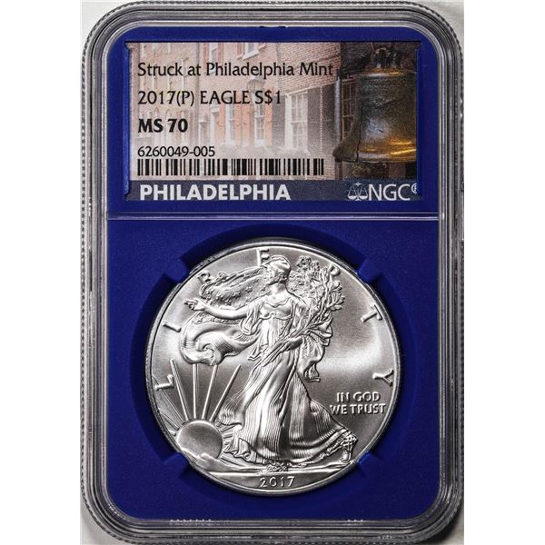 2017(P) $1 American Silver Eagle Coin NGC MS70 Struck at Philadelphia