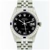 Image 1 : Rolex Mens Stainless Steel Black Roman Sapphire and Diamond Datejust Wristwatch