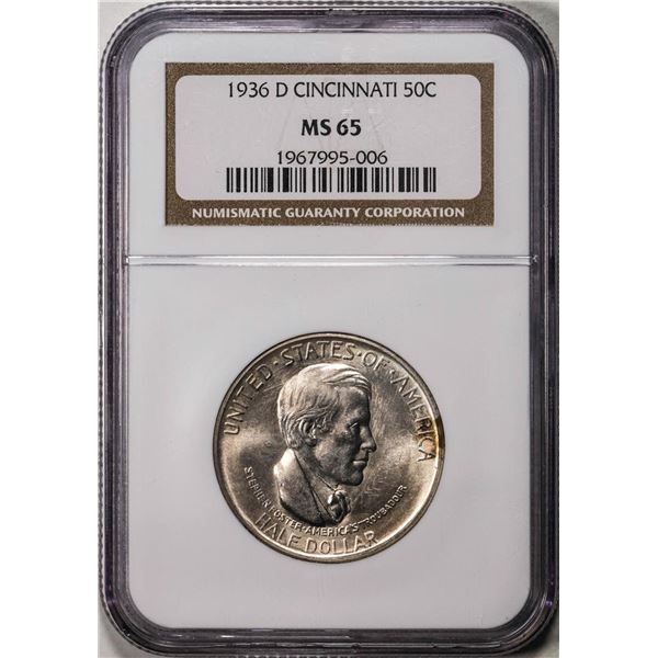 1936-D Cincinnati Commemorative Half Dollar Coin NGC MS65