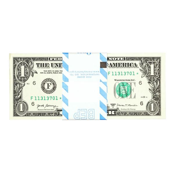 Pack of (100) Consecutive 2017A $1 Federal Reserve Star Notes Atlanta