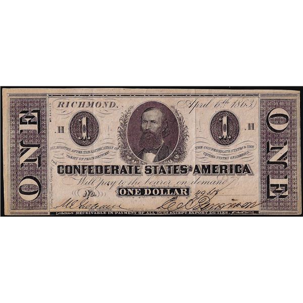 1863 $1 Confederate States of America Note