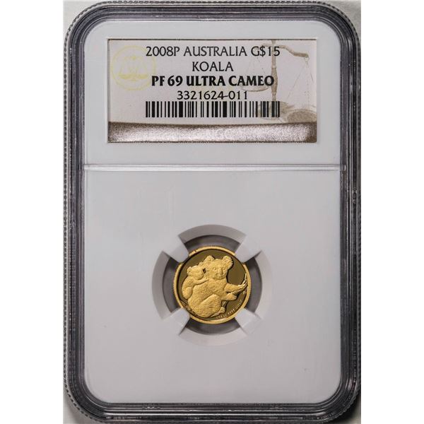 2008P $15 Australia Proof Koala Gold Coin NGC PF69 Ultra Cameo