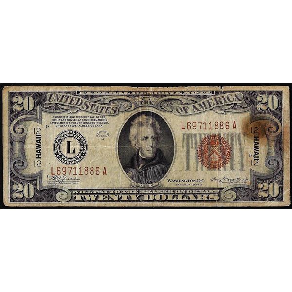 1934A $20 Hawaii WWII Emergency Issue Federal Reserve Note