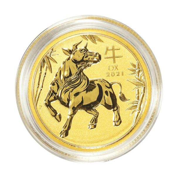 2021 $25 Australia Lunar Year of the Ox 1/4 oz. Gold Coin