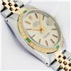 Image 9 : Rolex Mens Two Tone Silver Index Emerald and Diamond Datejust Wristwatch