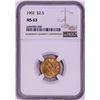 Image 1 : 1902 $2 1/2 Liberty Head Quarter Eagle Gold Coin NGC MS63