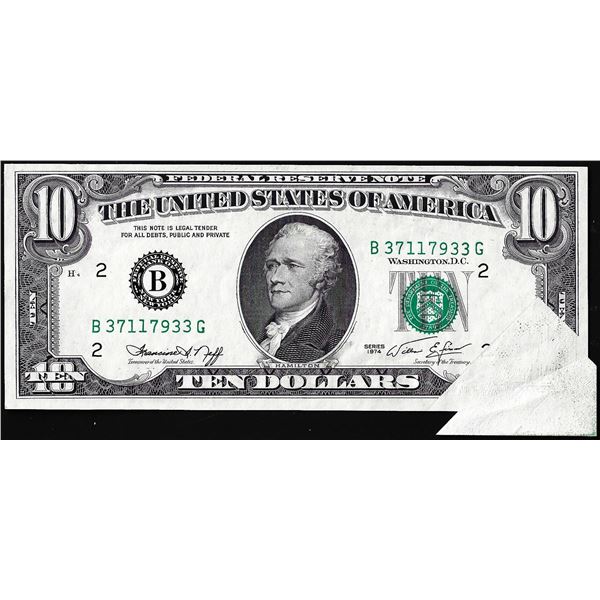 1974 $10 Federal Reserve Butterfly Fold Error Note New York