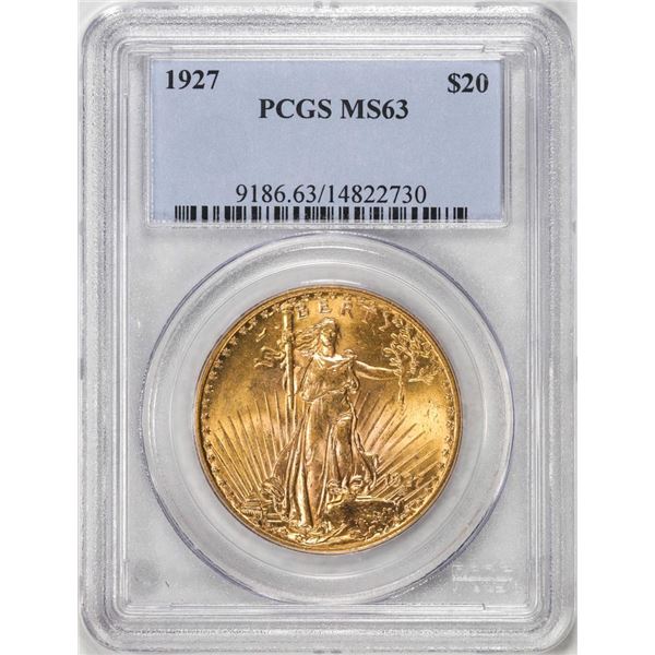 1927 $20 St. Gaudens Double Eagle Gold Coin PCGS MS63