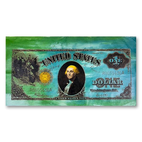 Steve Kaufman (1960-2010) "One Dollar Bill Old" Original Mixed Media on Canvas