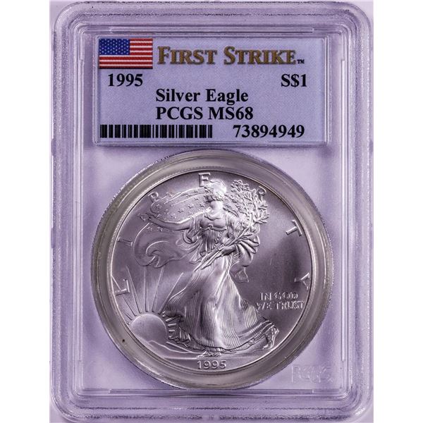 1995 $1 American Silver Eagle Coin PCGS MS68 First Strike