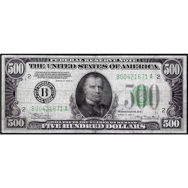 1934A $500 Federal Reserve Note New York