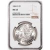 Image 1 : 1884-O $1 Morgan Silver Dollar Coin NGC MS63