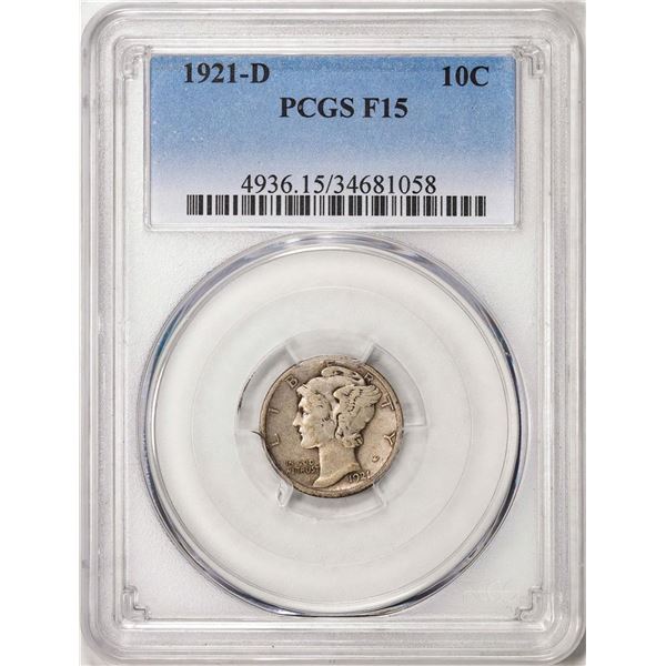 1921-D Mercury Dime Coin PCGS F15