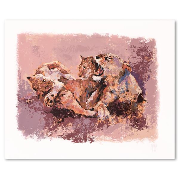 Mark King (1931-2014) "Lioness & Her Cubs" Limited Edition Serigraph On Paper