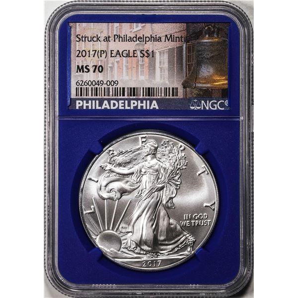 2017(P) $1 American Silver Eagle Coin NGC MS70 Struck at Philadelphia