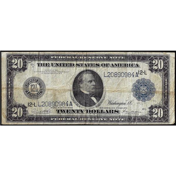 1914 $20 Federal Reserve Note San Francisco