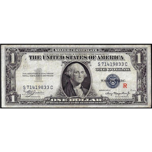 1935A $1 Experimental  R  Silver Certificate Note