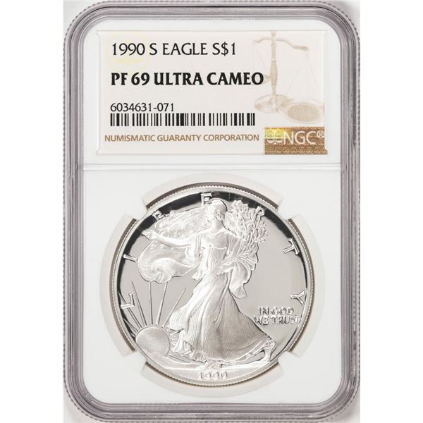 1990-S Proof $1 American Silver Eagle Coin NGC PF69 Ultra Cameo