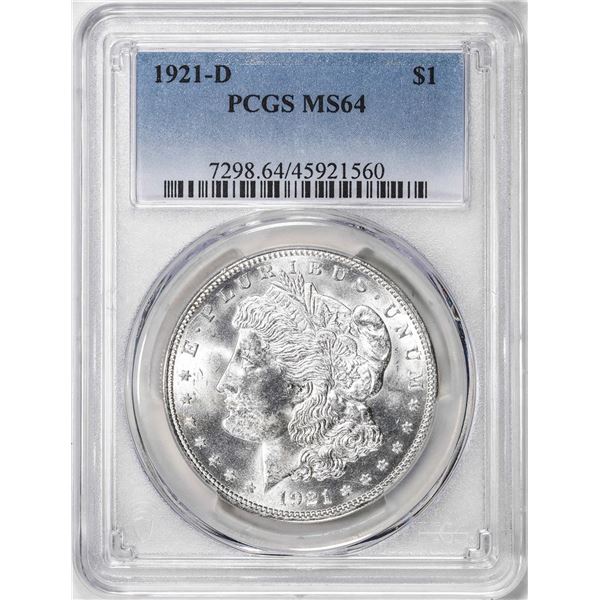 1921-D $1 Morgan Silver Dollar Coin PCGS MS64