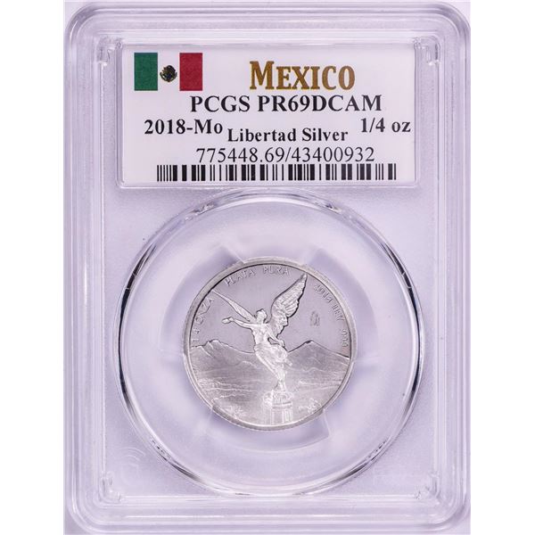 2018-Mo Mexico Proof 1/4 oz Silver Libertad Coin PCGS PR69DCAM