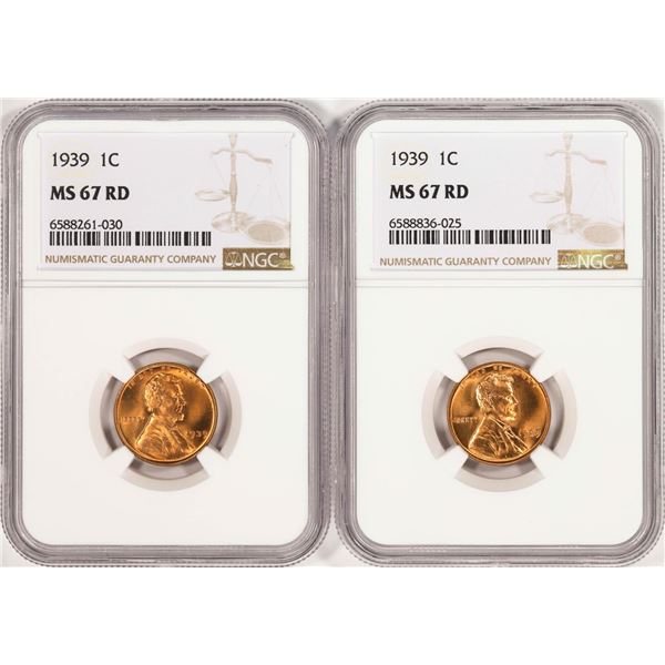 Lot of (2) 1939 Lincoln Wheat Cent Coins NGC MS67RD