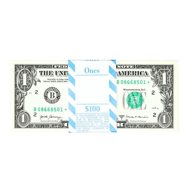 Pack of (100) Consecutive 2017A $1 Federal Reserve STAR Notes New York