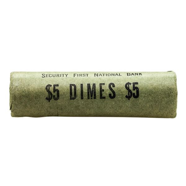 Original Bank Wrapped Roll of (50) Brilliant Uncirculated 1964-D Roosevelt Dime Coins