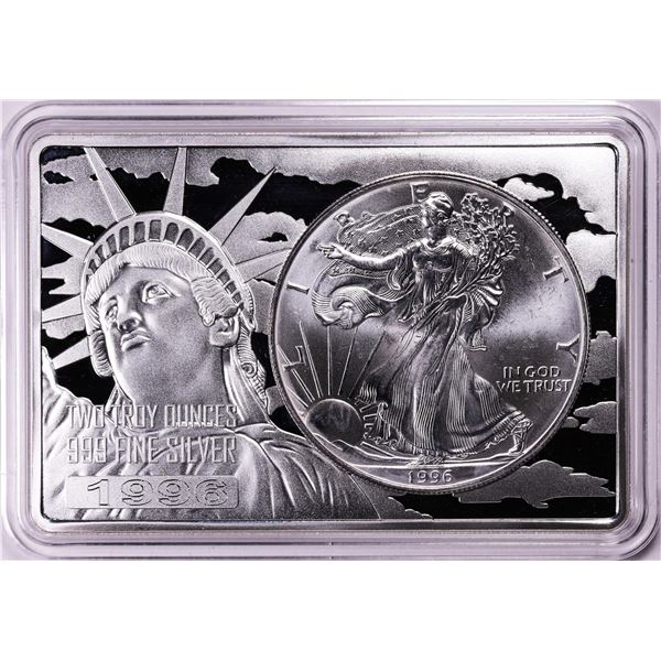 1996 $1 American Silver Eagle Coin & 2oz Silver Bar Set