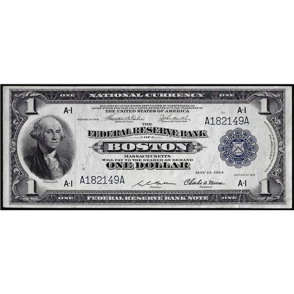 1918 $1 Federal Reserve Note Boston