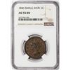 Image 1 : 1846 Small Date Coronet Head Large Cent Coin NGC AU55BN