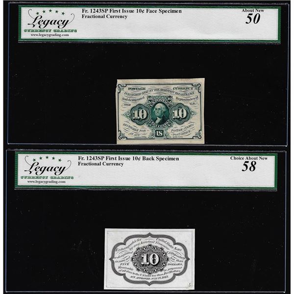 (2) Specimen 1st Issue 10 Cent Fractional Notes Fr.1243sp Legacy About New 50/58